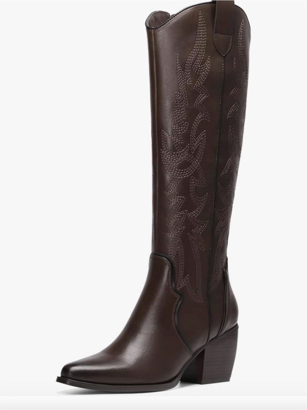 Dream Pairs Tall Western Heeled Boot - Dark Brown